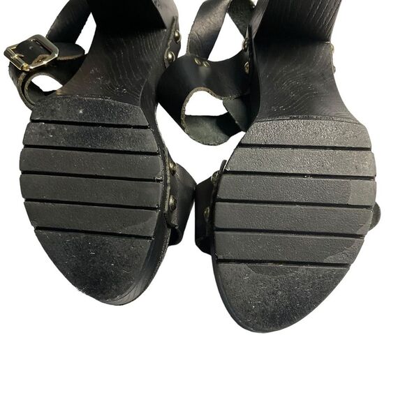 Dune London Black Italian Leather Double Strap Chunky Heel Sandals Size 39 (8) - Picture 10 of 16